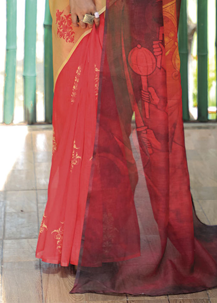 Yellow Silk Saree With Blouse Piece