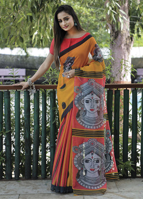 Yellow Silk Saree With Blouse Piece