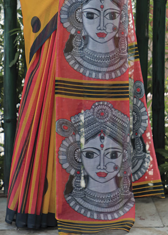 Yellow Silk Saree With Blouse Piece