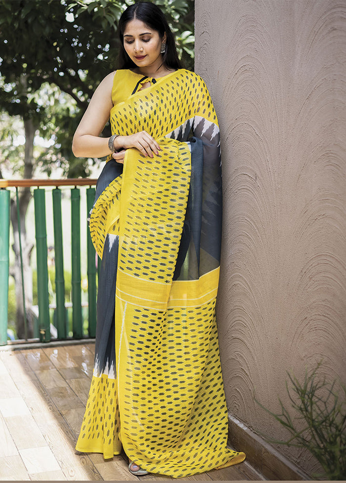 Yellow Silk Saree With Blouse Piece