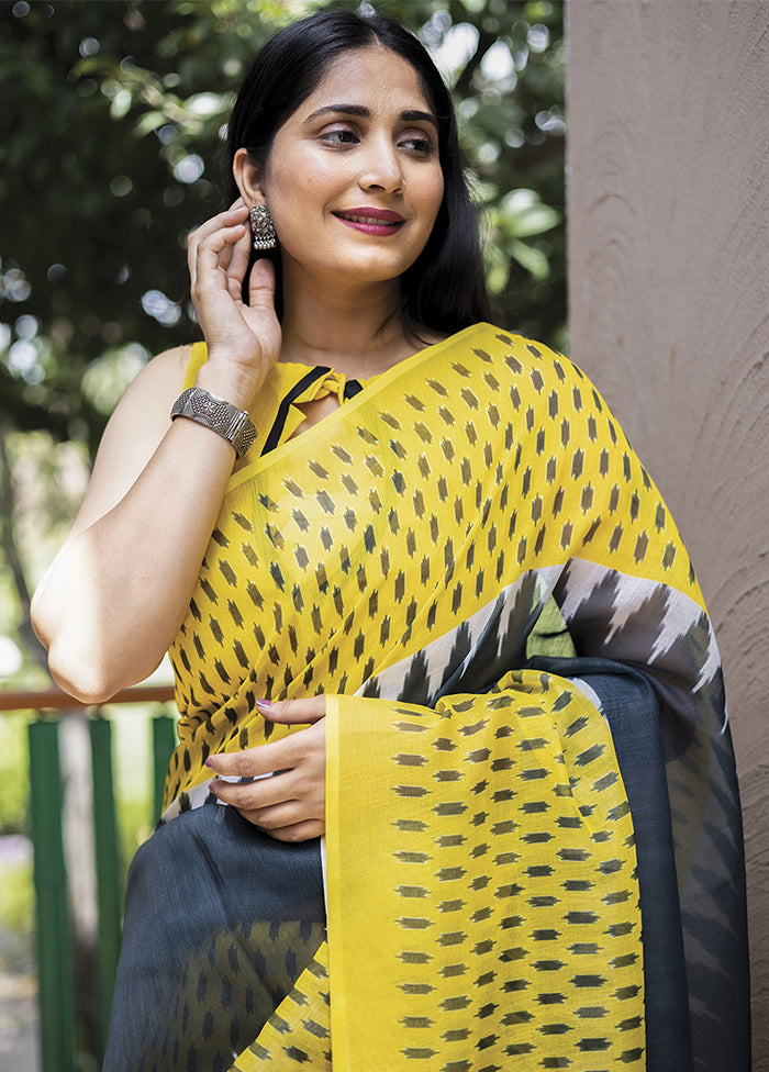 Yellow Silk Saree With Blouse Piece