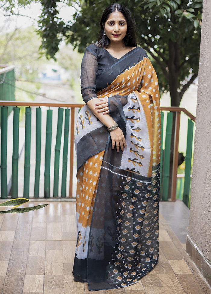 Mustard Silk Saree With Blouse Piece