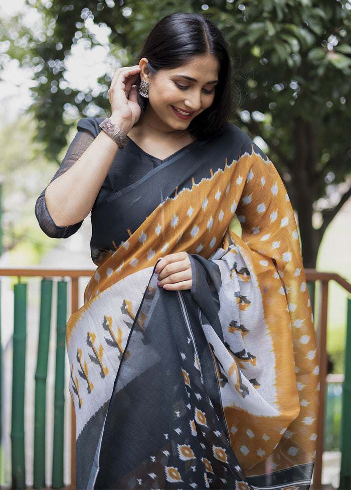 Mustard Silk Saree With Blouse Piece