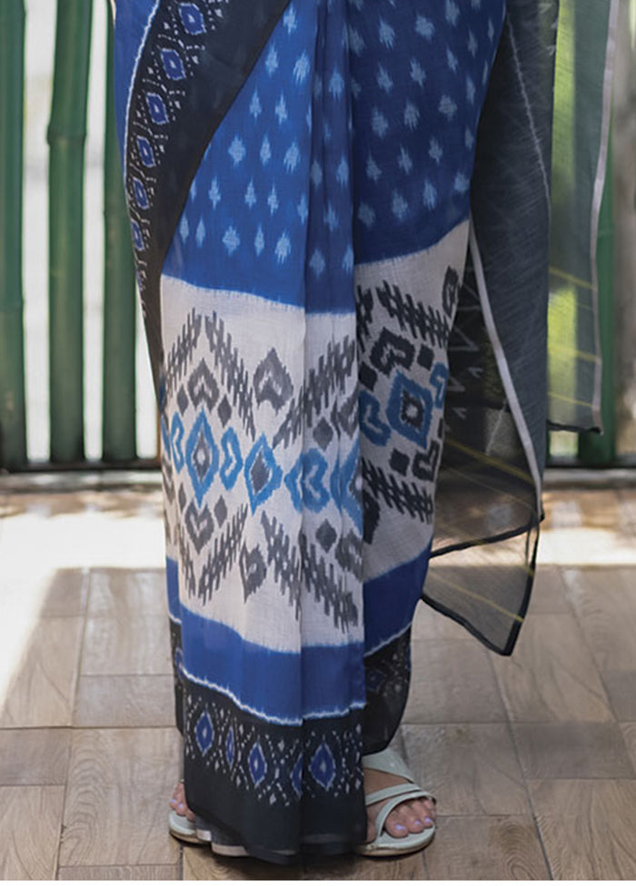 Blue Silk Saree With Blouse Piece