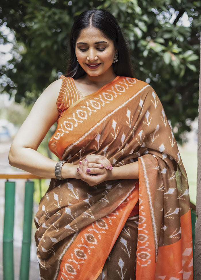 Brown Silk Saree With Blouse Piece