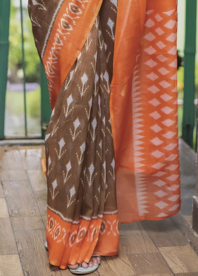 Brown Silk Saree With Blouse Piece