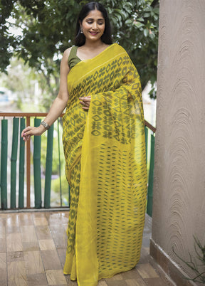 Olive Green Silk Saree With Blouse Piece