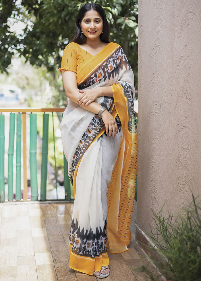 White Silk Saree With Blouse Piece