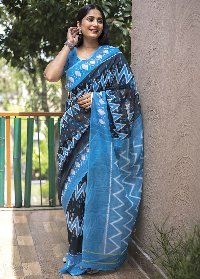 Blue Silk Saree With Blouse Piece