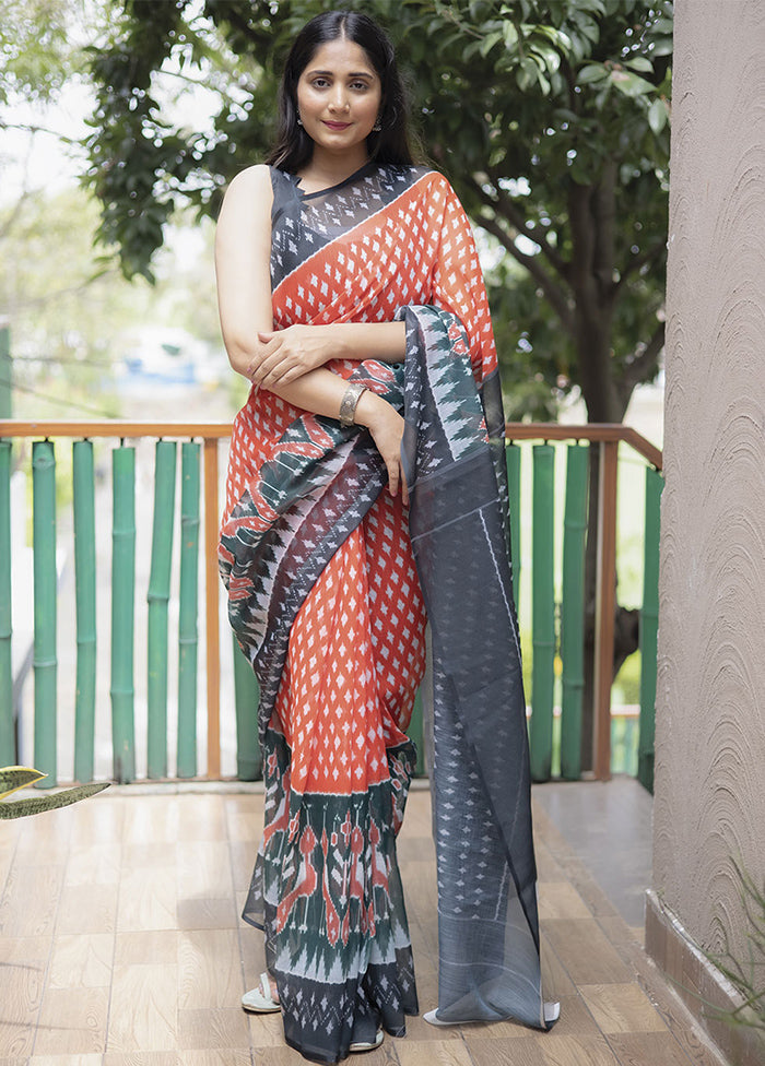 Peach Silk Saree With Blouse Piece