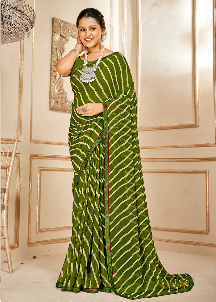 Green Georgette Saree With Blouse Piece