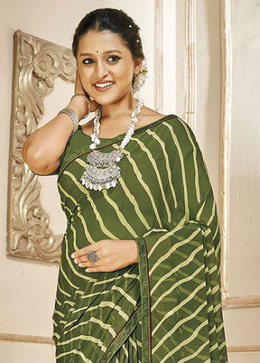 Green Georgette Saree With Blouse Piece