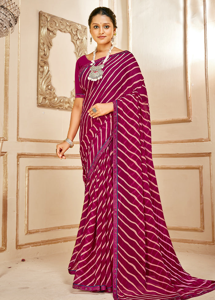 Pink Georgette Saree With Blouse Piece