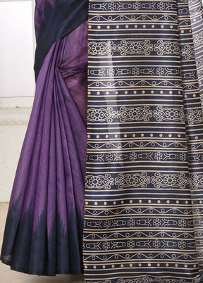 Purple Dupion Silk Saree With Blouse Piece