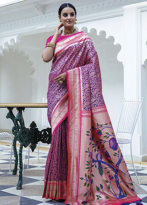 Purple Dupion Silk Saree With Blouse Piece