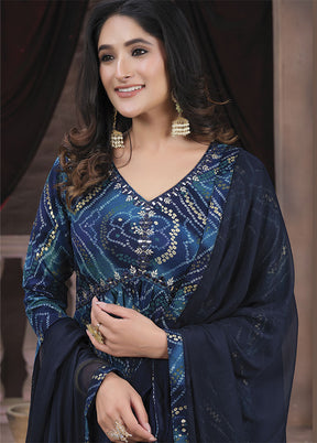 3 Pc Blue Readymade Rayon Suit Set