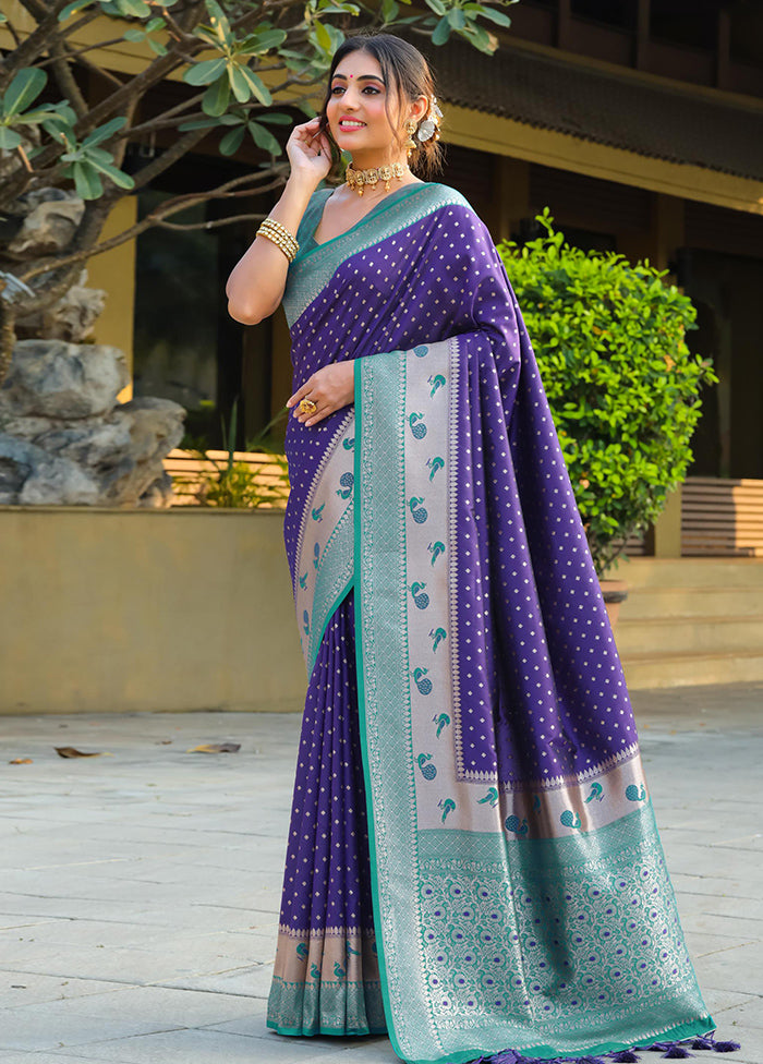 Royal Blue Dupion Silk Saree With Blouse Piece