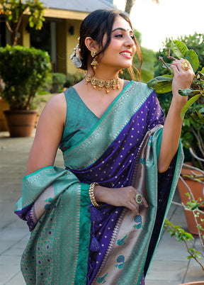 Royal Blue Dupion Silk Saree With Blouse Piece