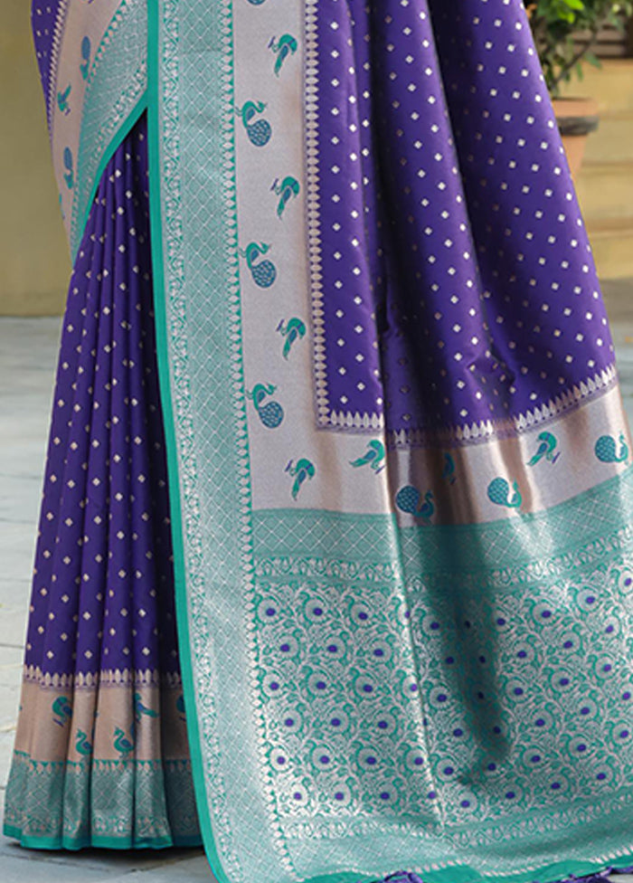 Royal Blue Dupion Silk Saree With Blouse Piece