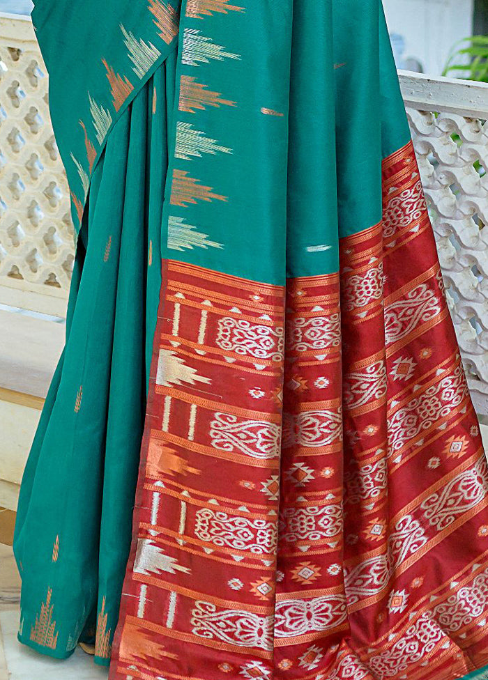 Rama Dupion Silk Saree With Blouse Piece