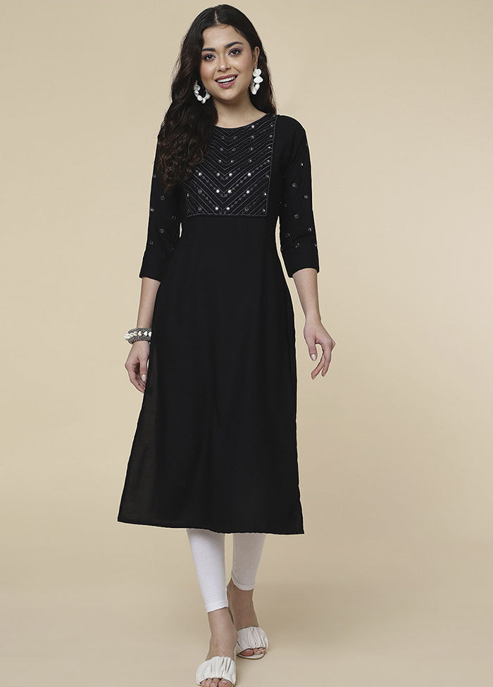 Black Readymade Rayon Kurti