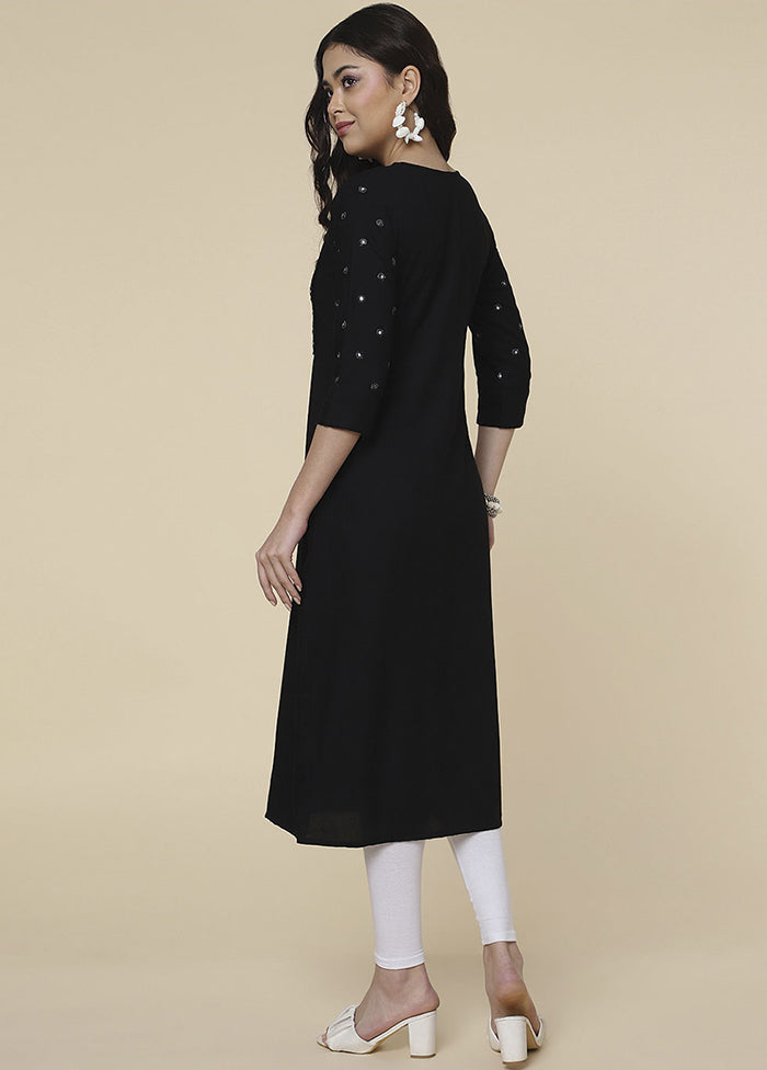 Black Readymade Rayon Kurti