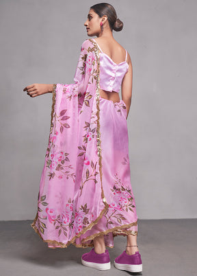 Pink Organza Saree With Blouse Piece