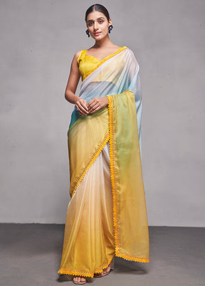 Multicolor Organza Saree With Blouse Piece