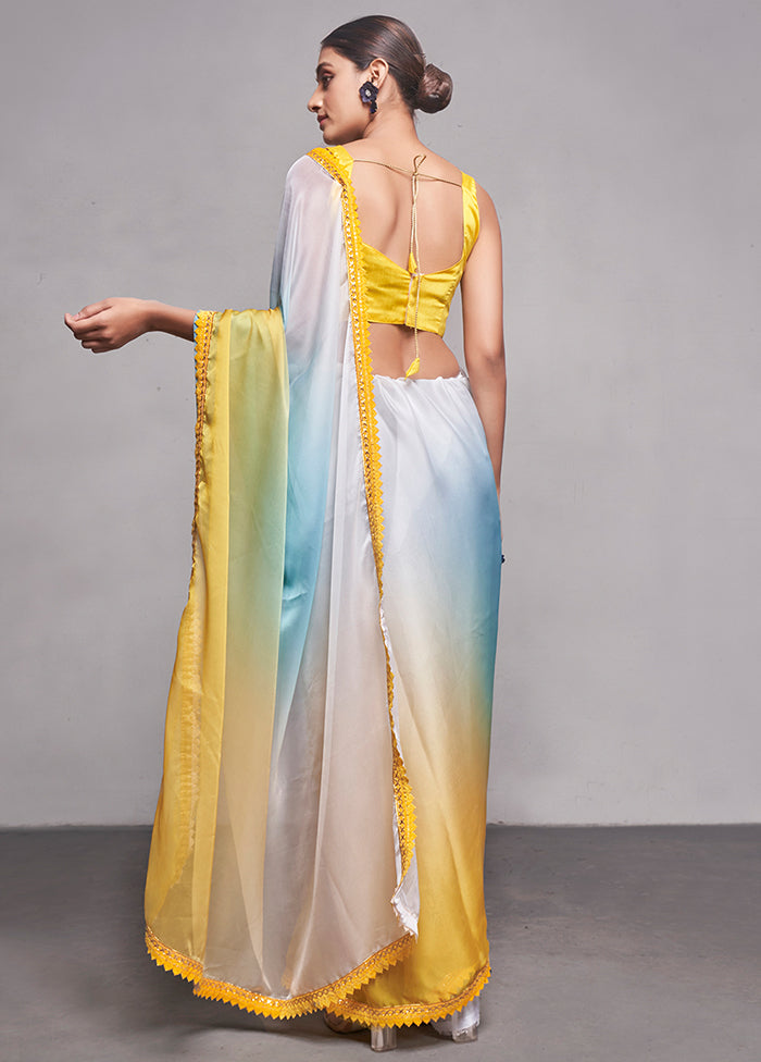 Multicolor Organza Saree With Blouse Piece