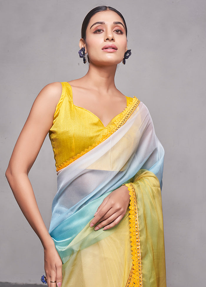 Multicolor Organza Saree With Blouse Piece