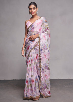 Pink Organza Saree With Blouse Piece