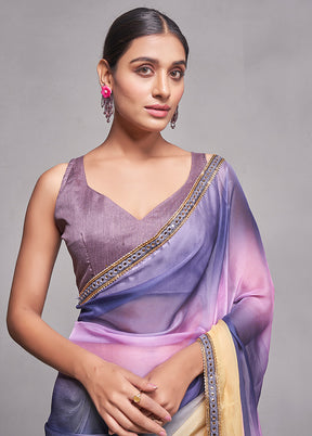 Multicolor Organza Saree With Blouse Piece