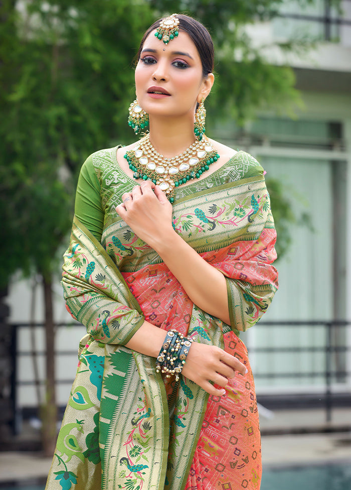 Orange Dupion Silk Saree With Blouse Piece