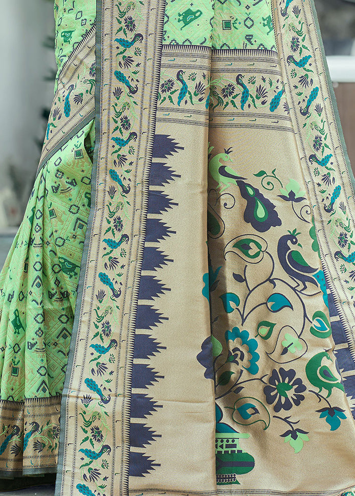 Pista Green Dupion Silk Saree With Blouse Piece