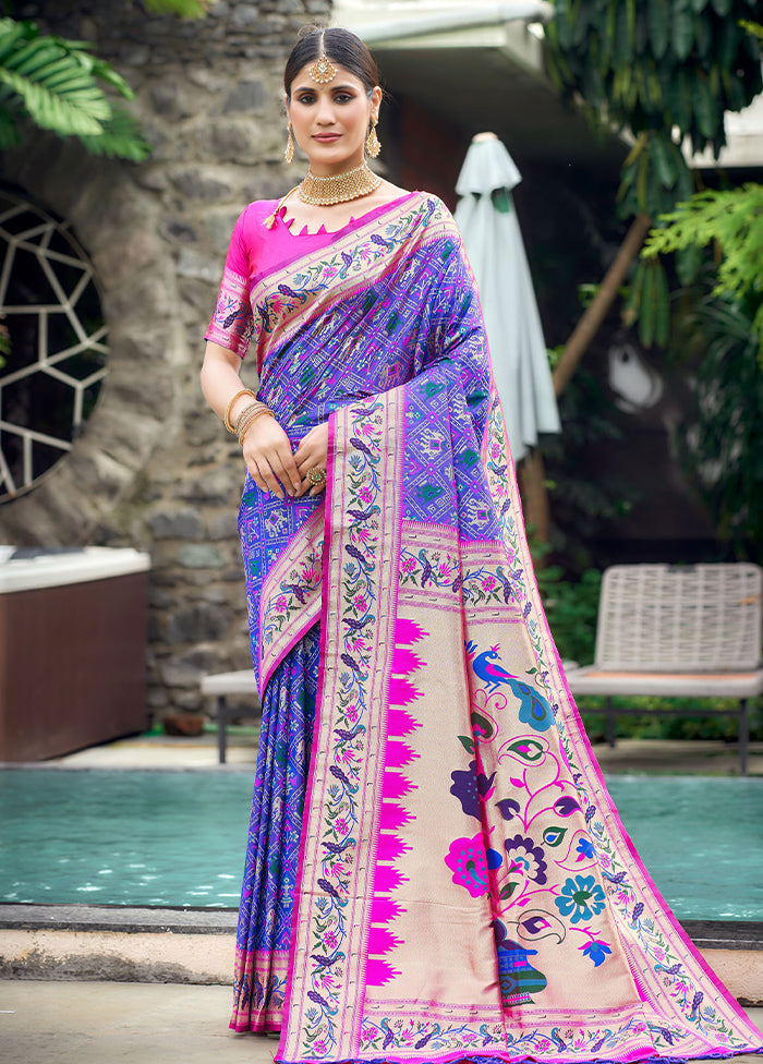 Purple Dupion Silk Saree With Blouse Piece