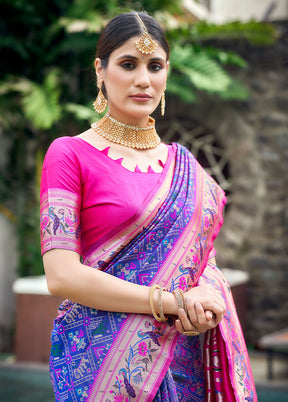 Purple Dupion Silk Saree With Blouse Piece