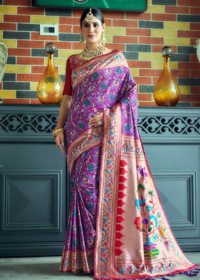 Voilet Dupion Silk Saree With Blouse Piece