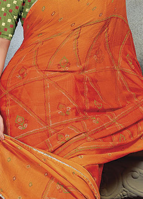 Mustard Chiffon Silk Saree With Blouse Piece