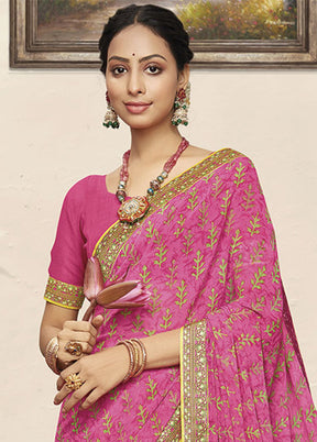 Pink Georgette Saree With Blouse Piece