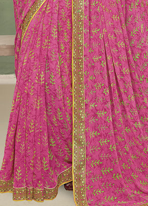 Pink Georgette Saree With Blouse Piece