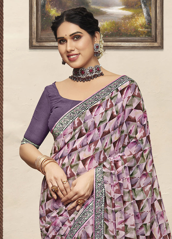 Voilet Georgette Saree With Blouse Piece