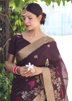 Wine Dupion Silk Saree With Blouse Piece