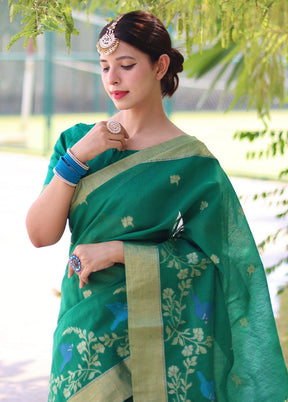 Rama Dupion Silk Saree With Blouse Piece