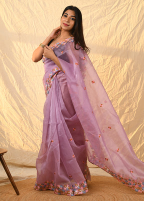 Pink Organza Saree With Blouse Piece