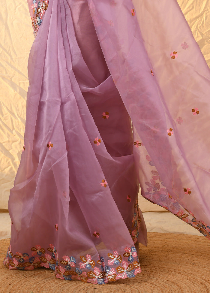 Pink Organza Saree With Blouse Piece