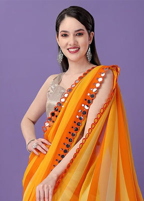 Yellow Georgette Saree With Blouse Piece