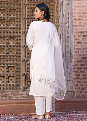 3 Pc White Readymade Viscose Suit Set