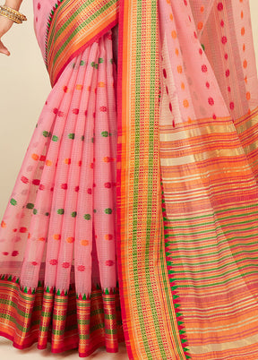 Pink Dupion Silk Saree With Blouse Piece