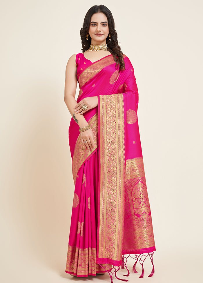 Pink Dupion Silk Saree With Blouse Piece