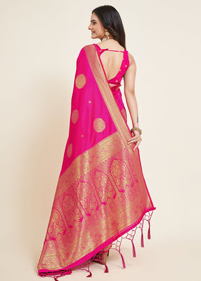 Pink Dupion Silk Saree With Blouse Piece